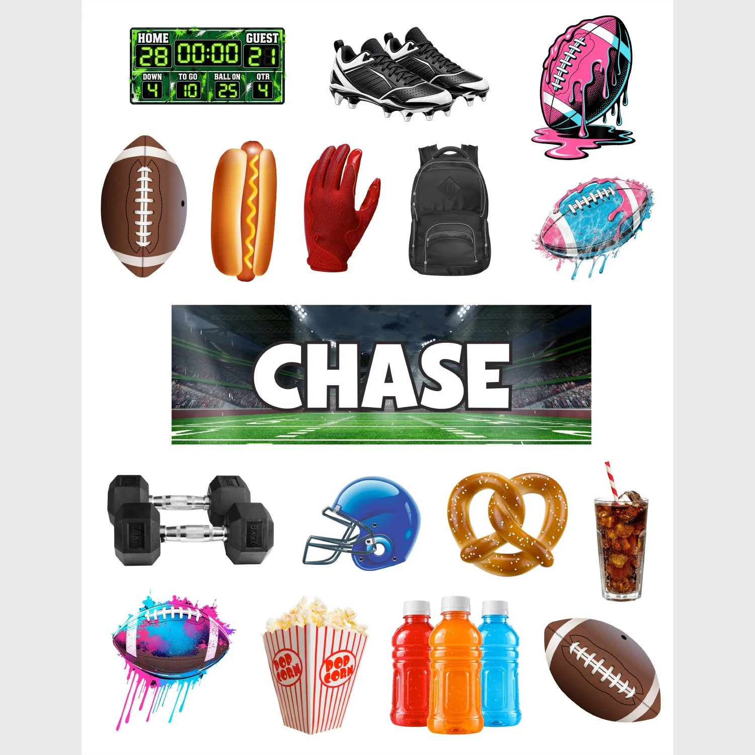 Football Field Removable Vinyl Sticker Sheet