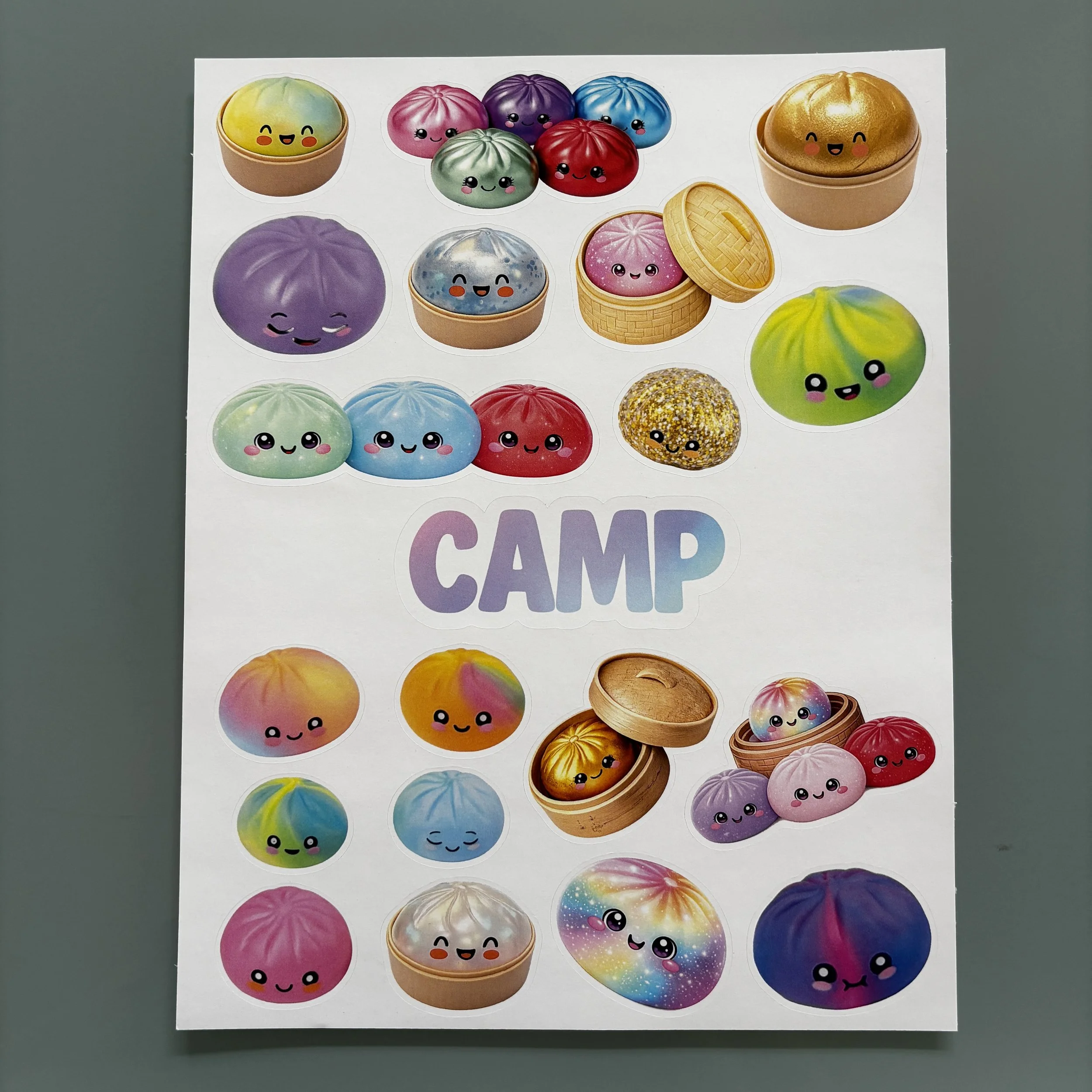 "CAMP" Dumpling Removable Vinyl Sticker Sheet *Sample Sale*