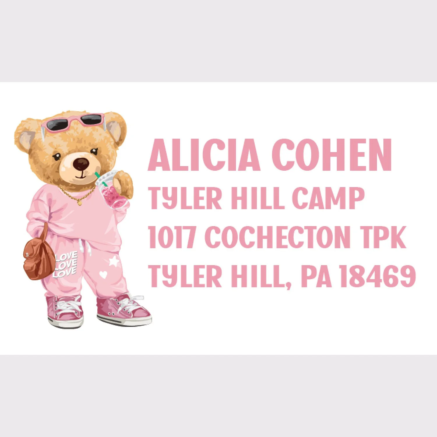 Pink Bear Address Labels