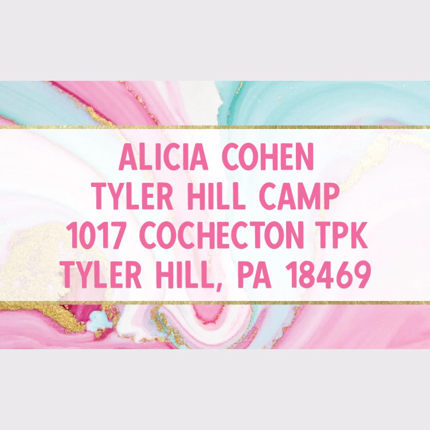 Pink & Turq Marble Swirl Address Labels