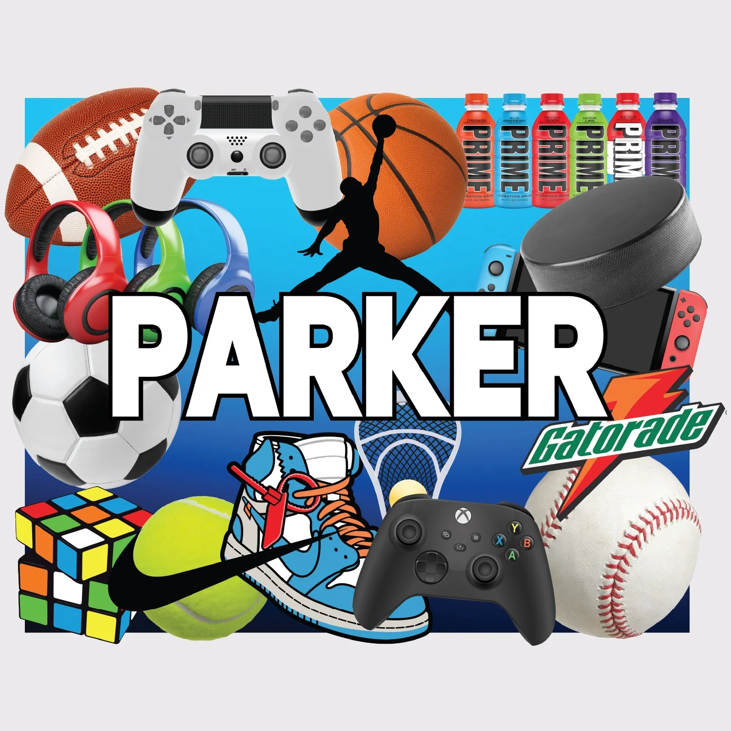 Sports & Gamess Collage Large Removable Vinyl Sticker
