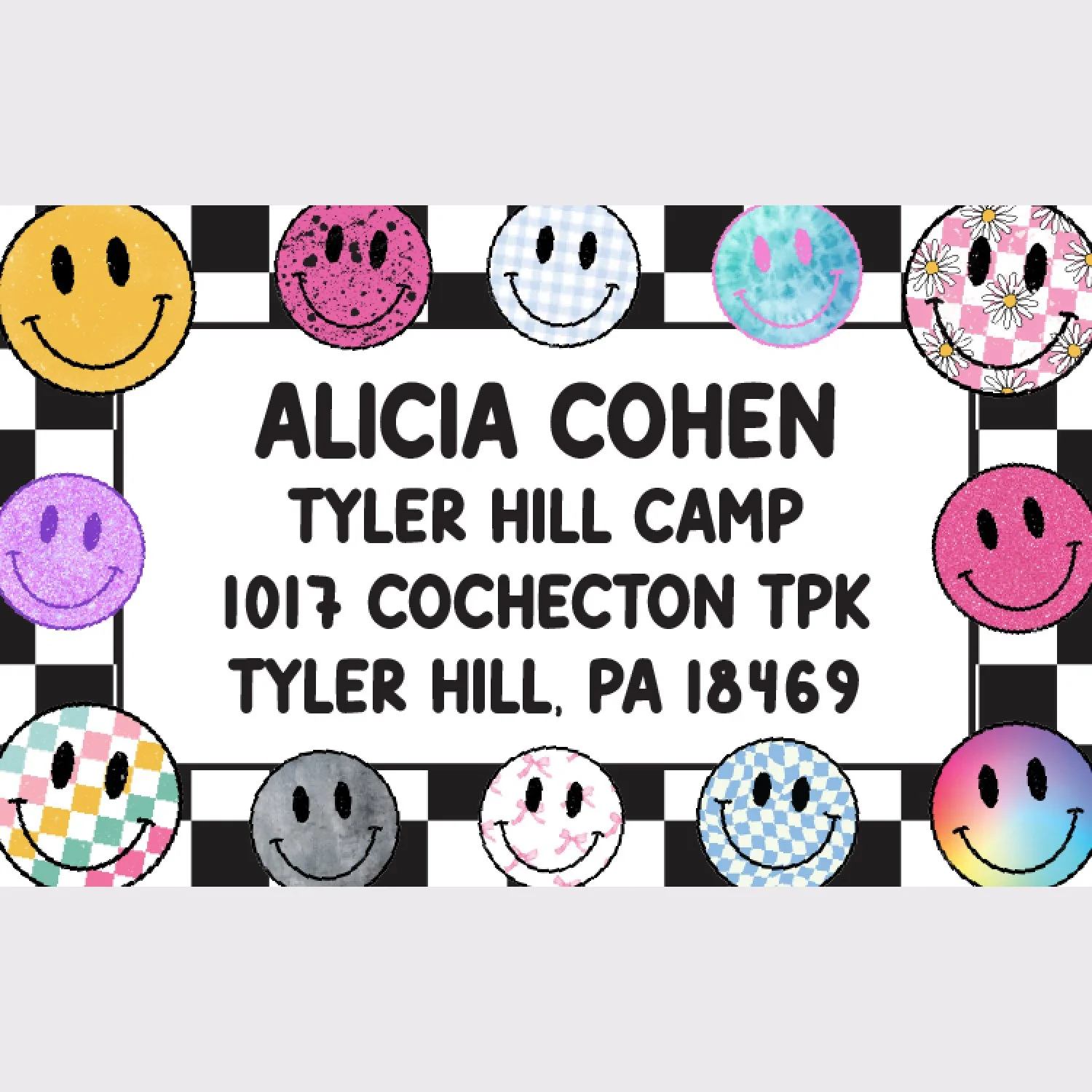 Checkerboard w. Smileys Address Labels