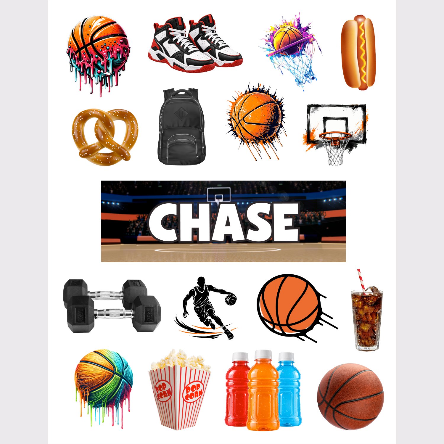 Basketball Court Removable Vinyl Sticker Sheet