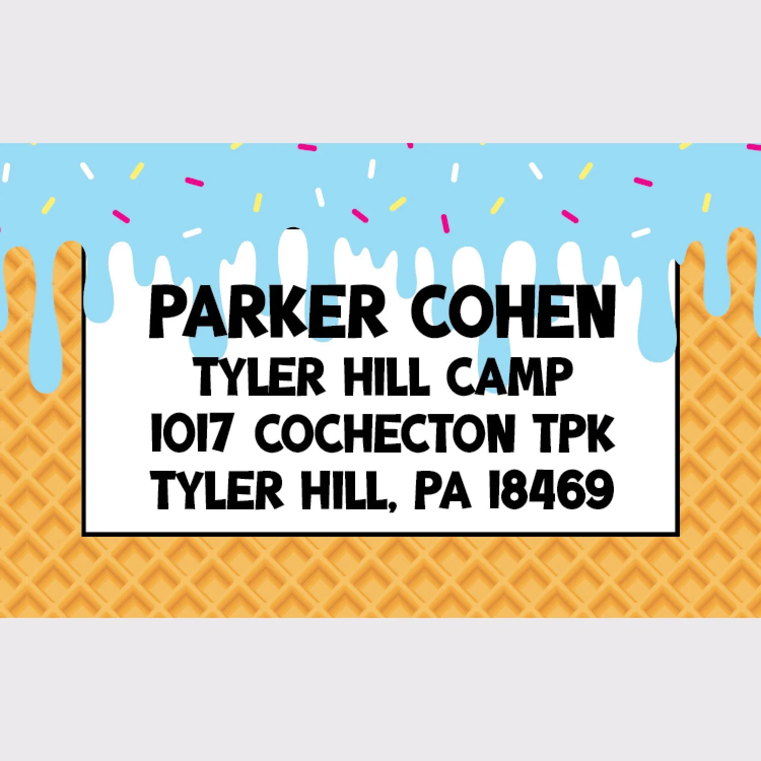 Blue Ice Cream Drips Address Labels