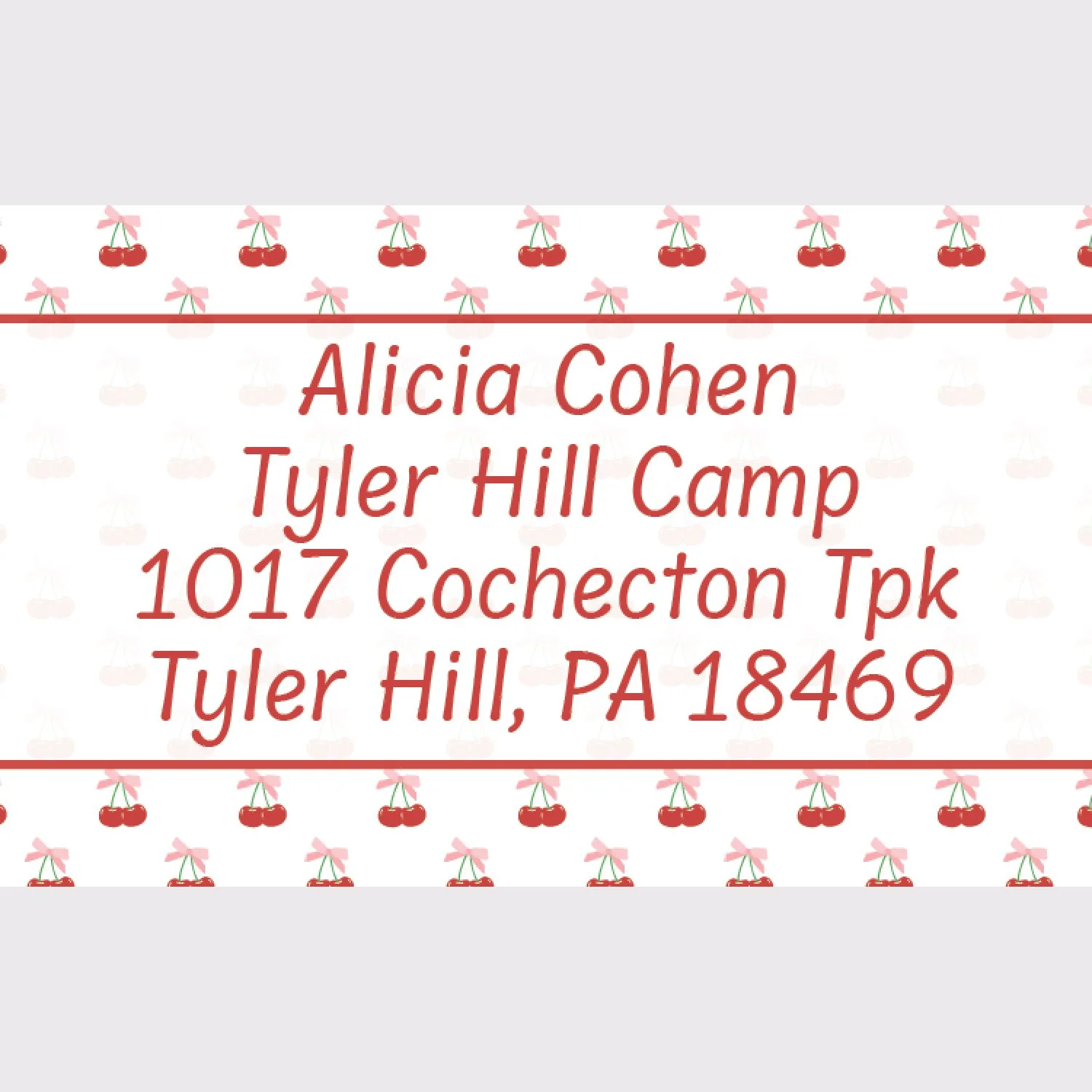 Cherries w. Bows Address Labels
