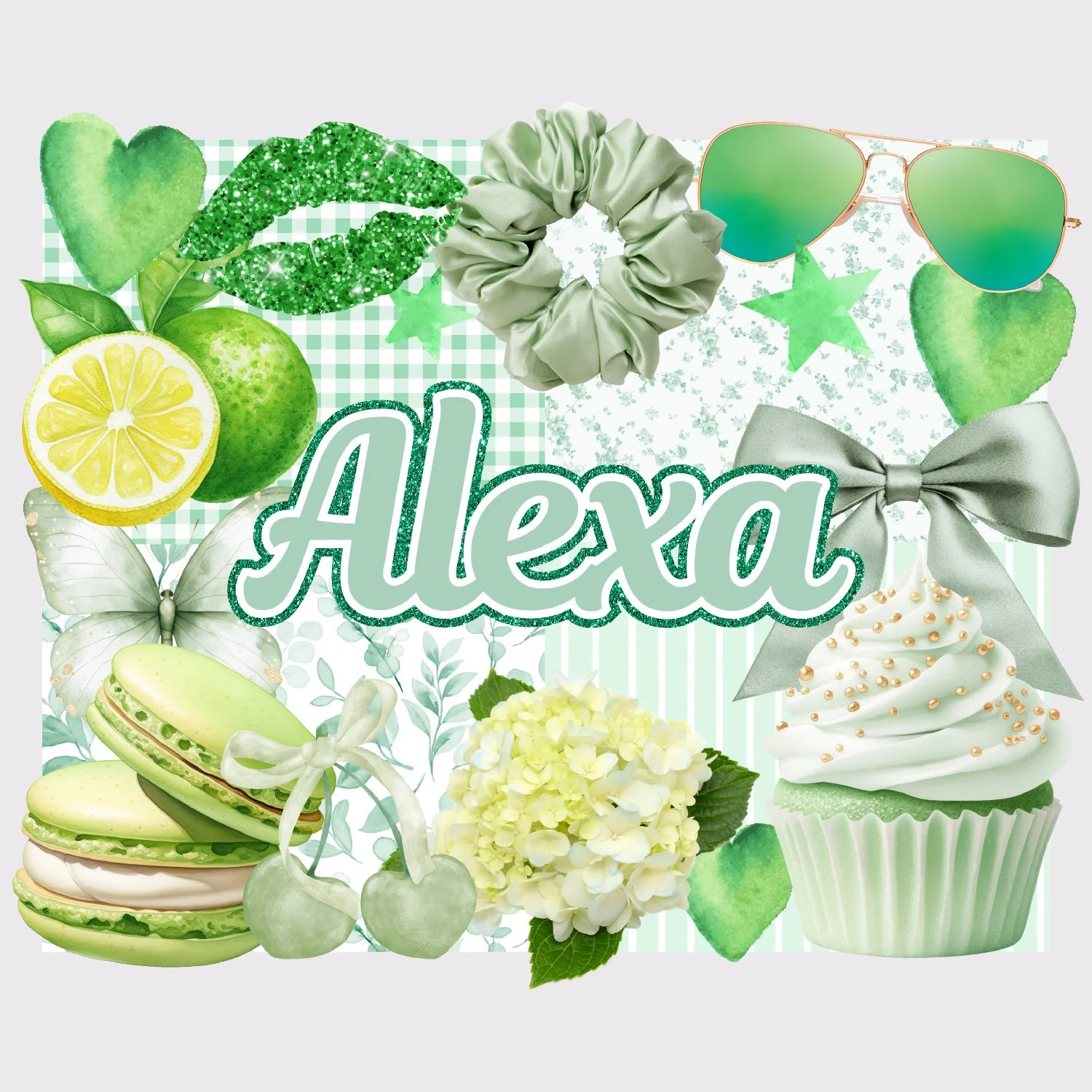 Green Aesthetic Collage Large Removable Vinyl Sticker