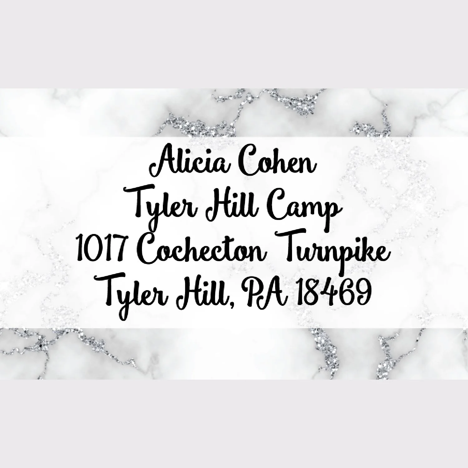Marble w. Silver Glitter Address Labels