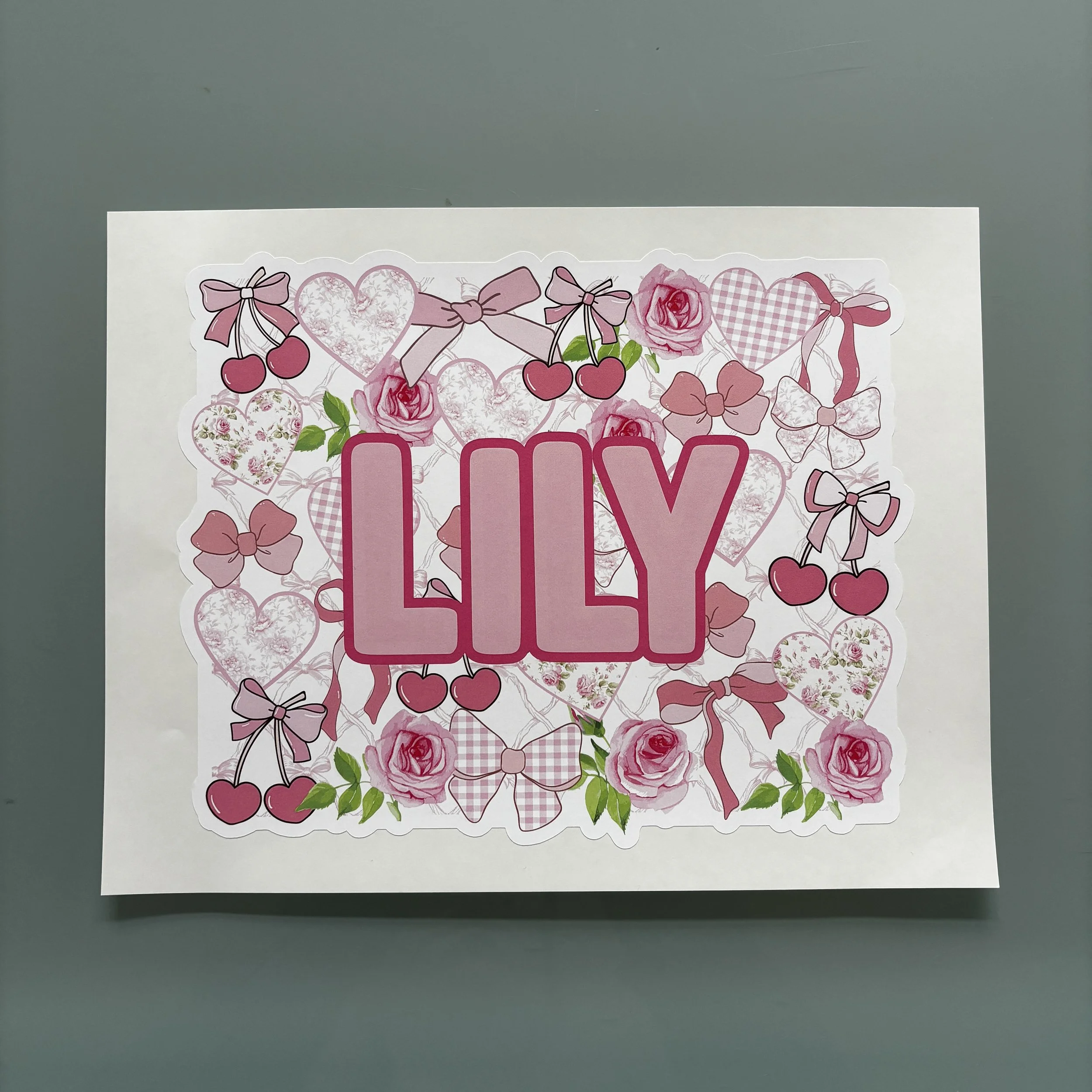 "LILY" Pink Coquette Collage Large Removable Vinyl Sticker *Sample Sale*