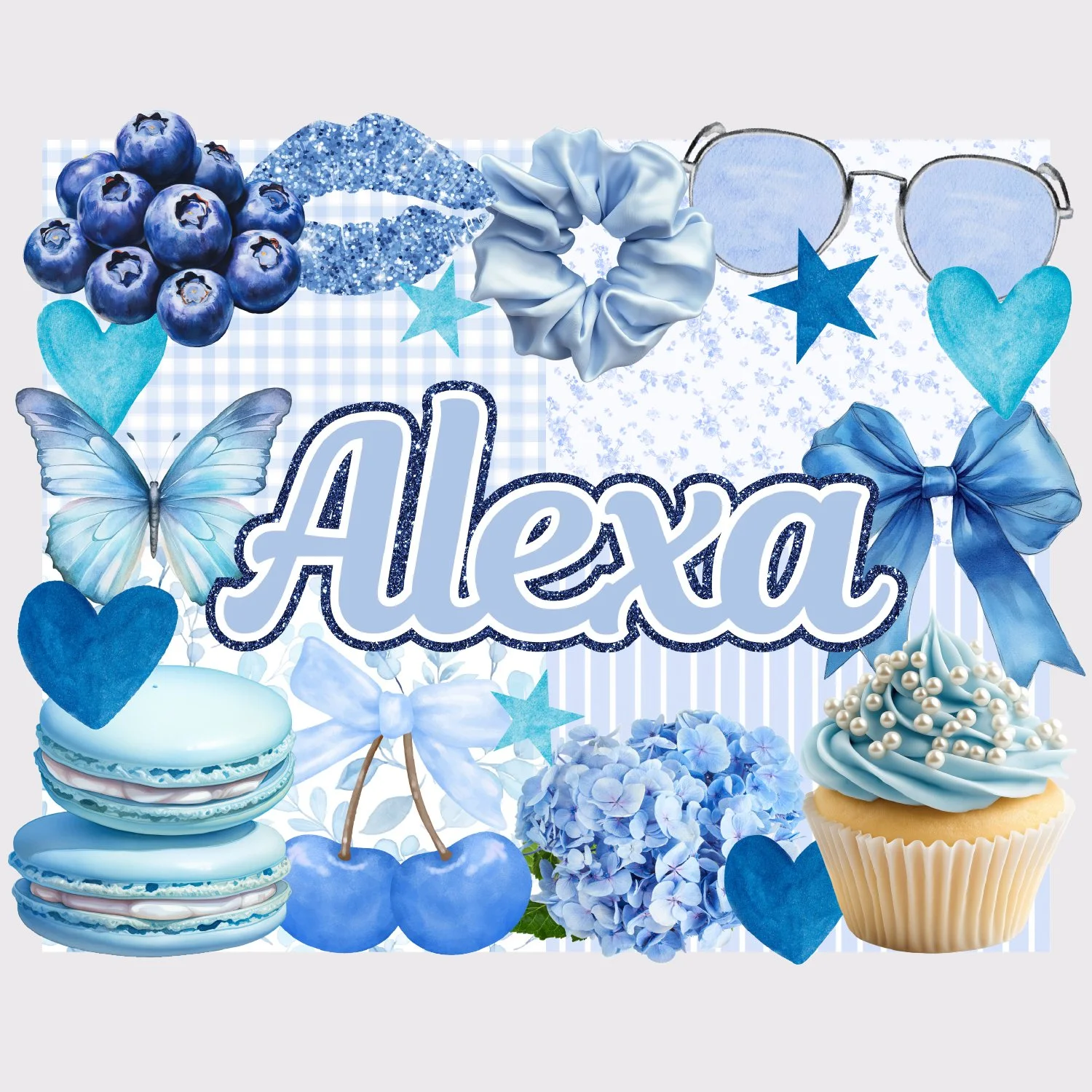 Blue Aesthetic Collage Large Removable Vinyl Sticker