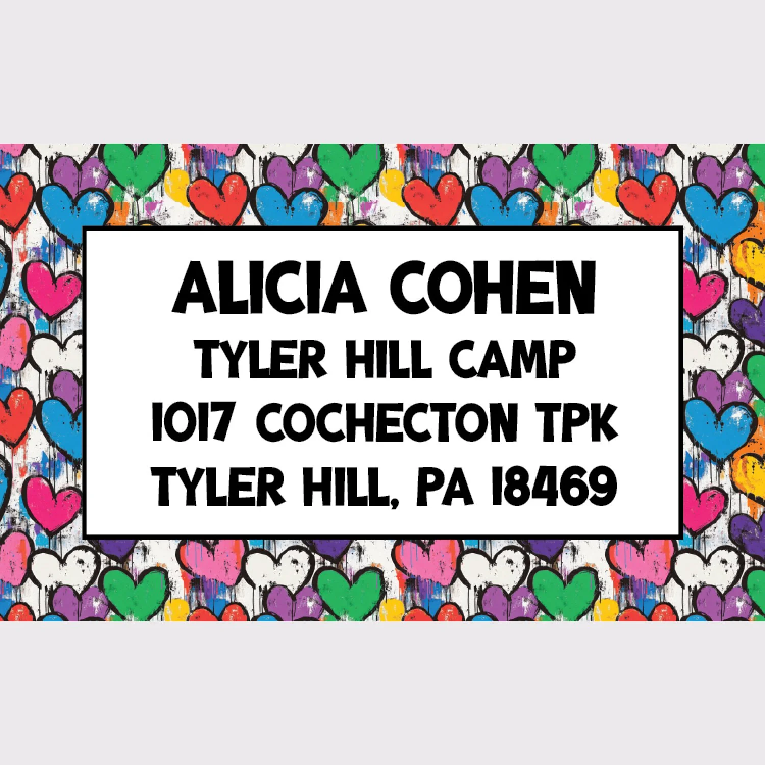 Colorful Dripping Hearts Address Labels