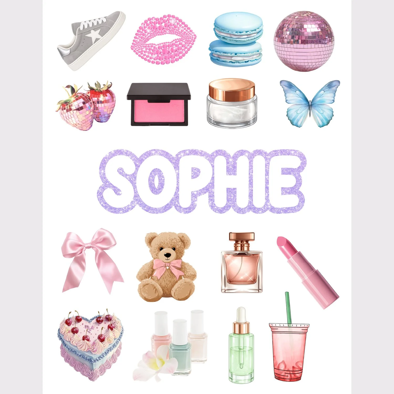 Shimmering Style Removable Vinyl Sticker Sheet