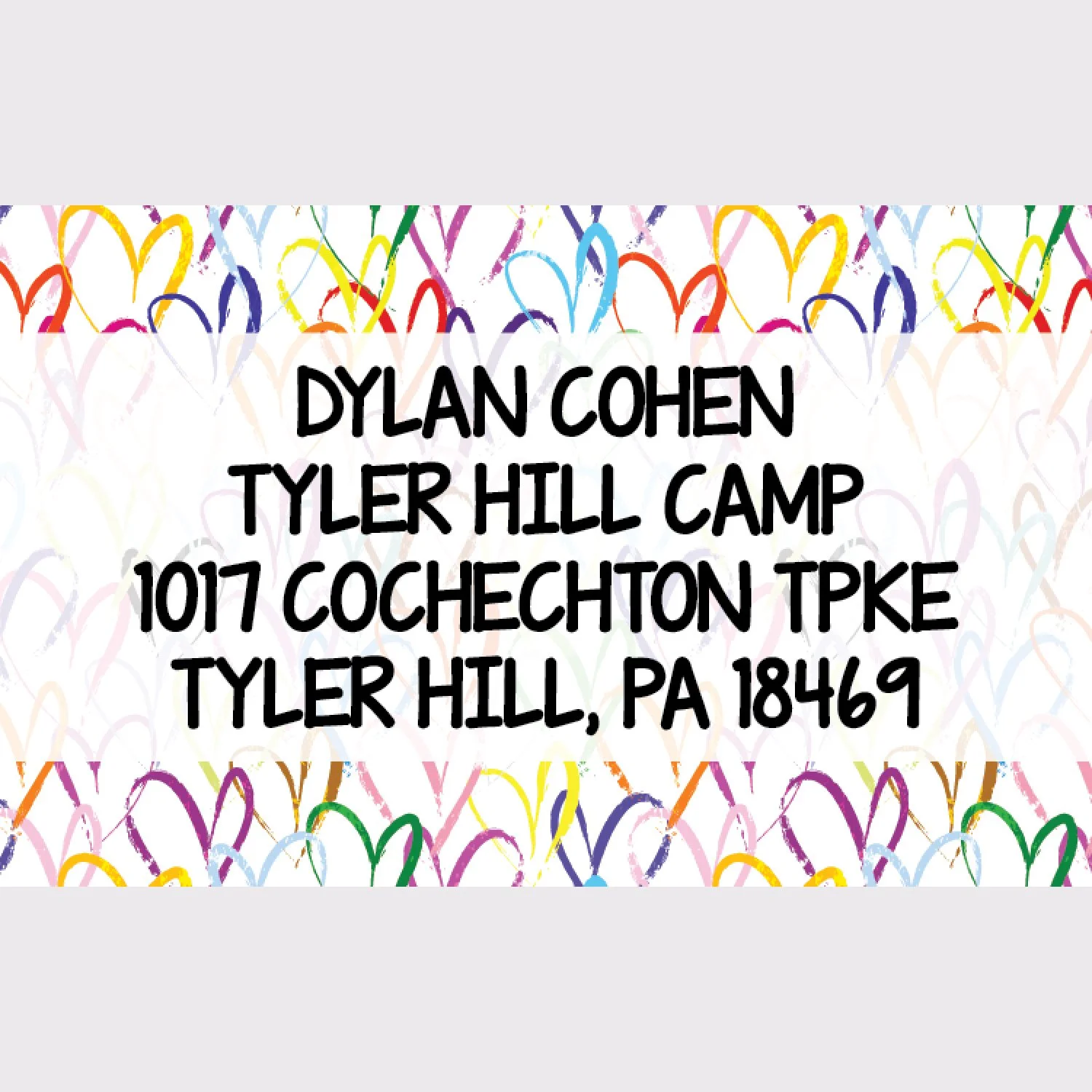 Colorful Brushed Hearts Address Labels