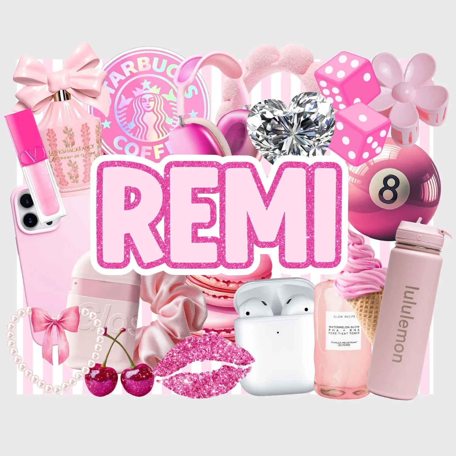 Pink Vibes Collage Large Removable Vinyl Sticker