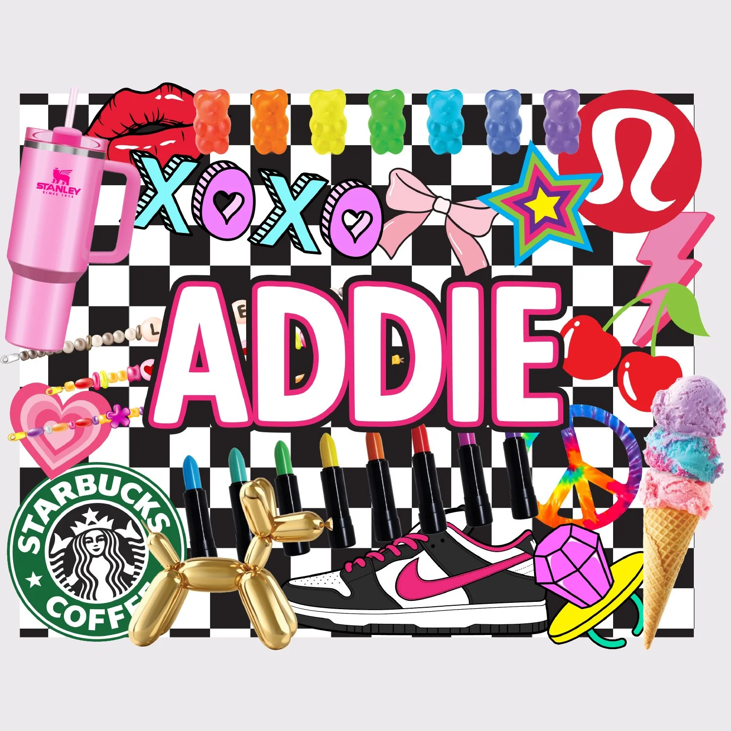 Checkerboard Collage Large Removable Vinyl Sticker