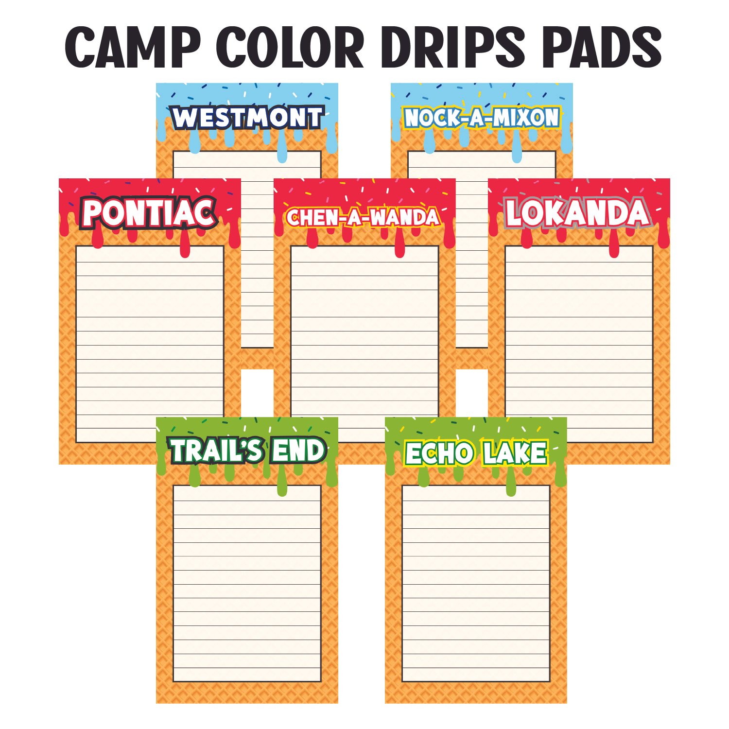 Camp Color Drips w. Camp Name Notepad