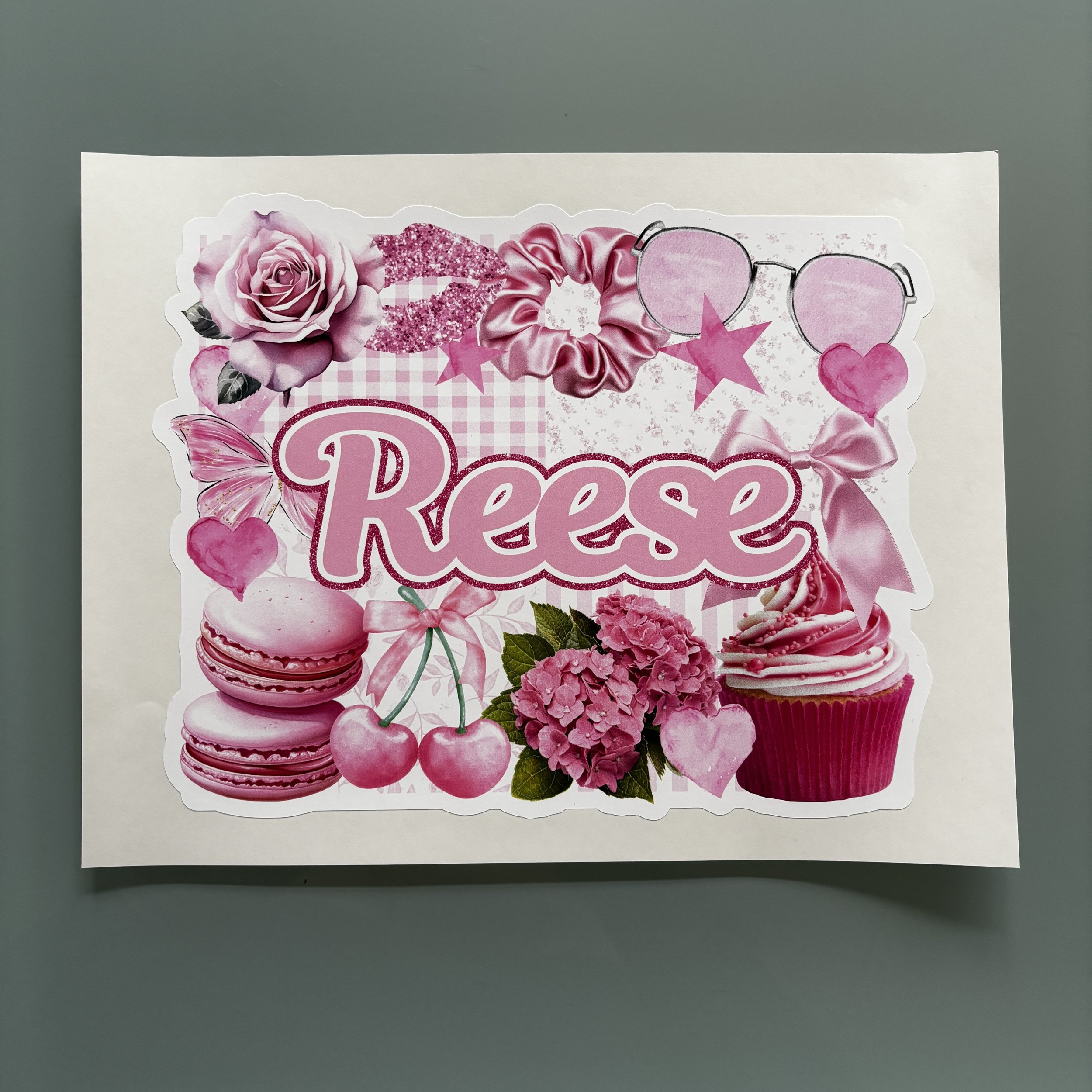 "Reese" Pink Aesthetic Collage Large Removable Vinyl Sticker *Sample Sale*
