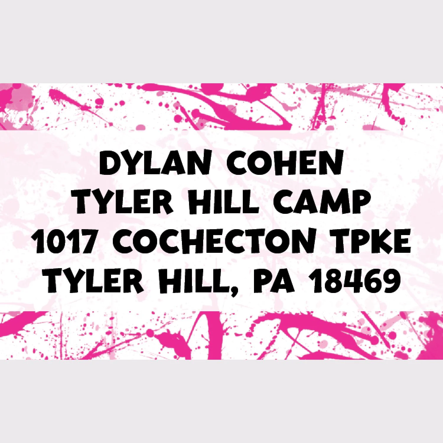 Pink Splatter Address Labels