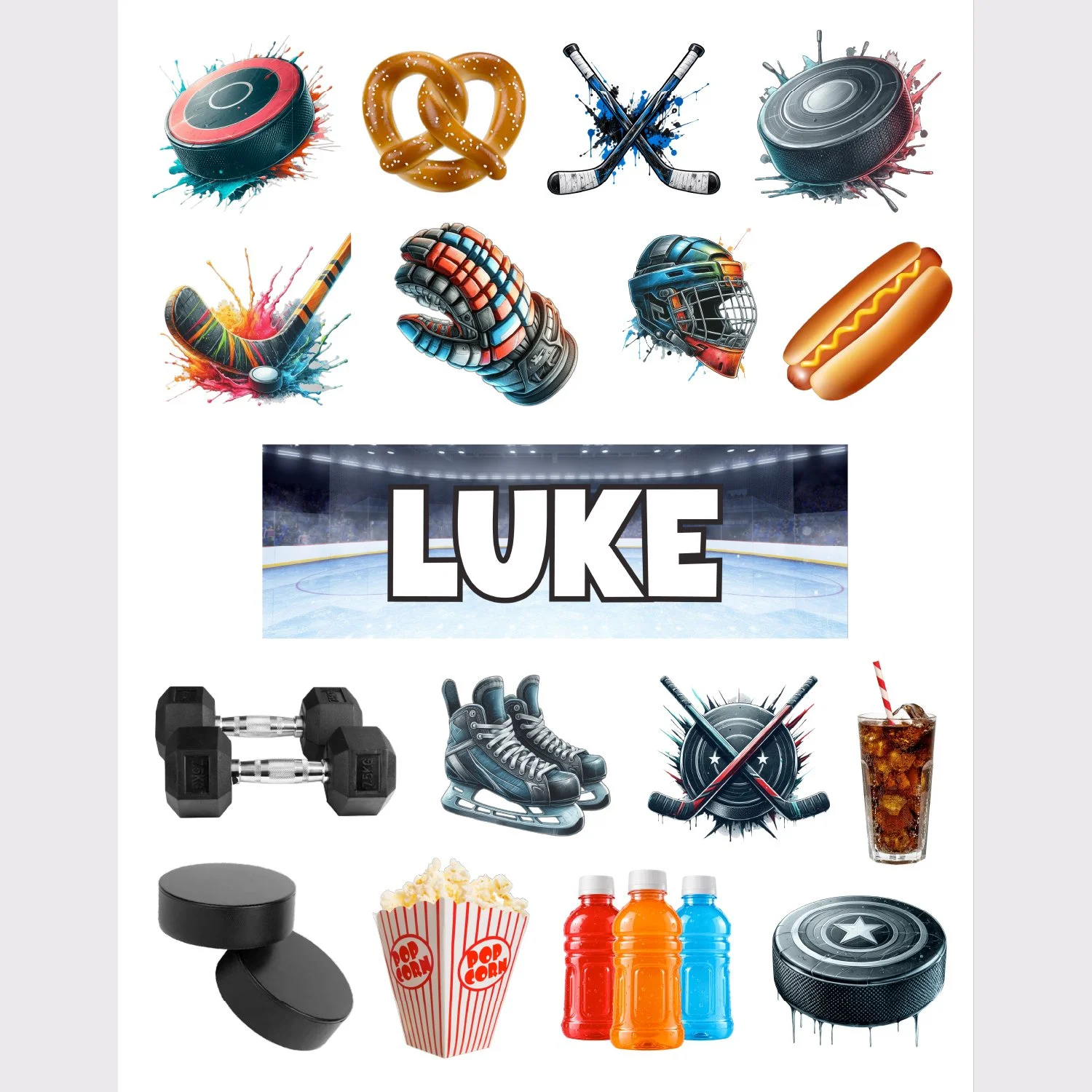 Hockey Ice Removable Vinyl Sticker Sheet