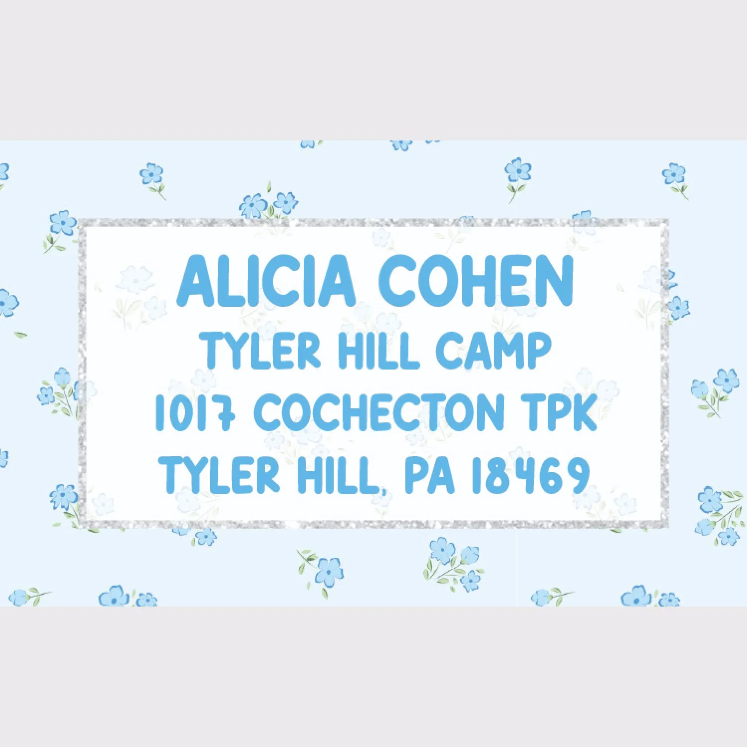 Dainty Blue Floral Address Labels