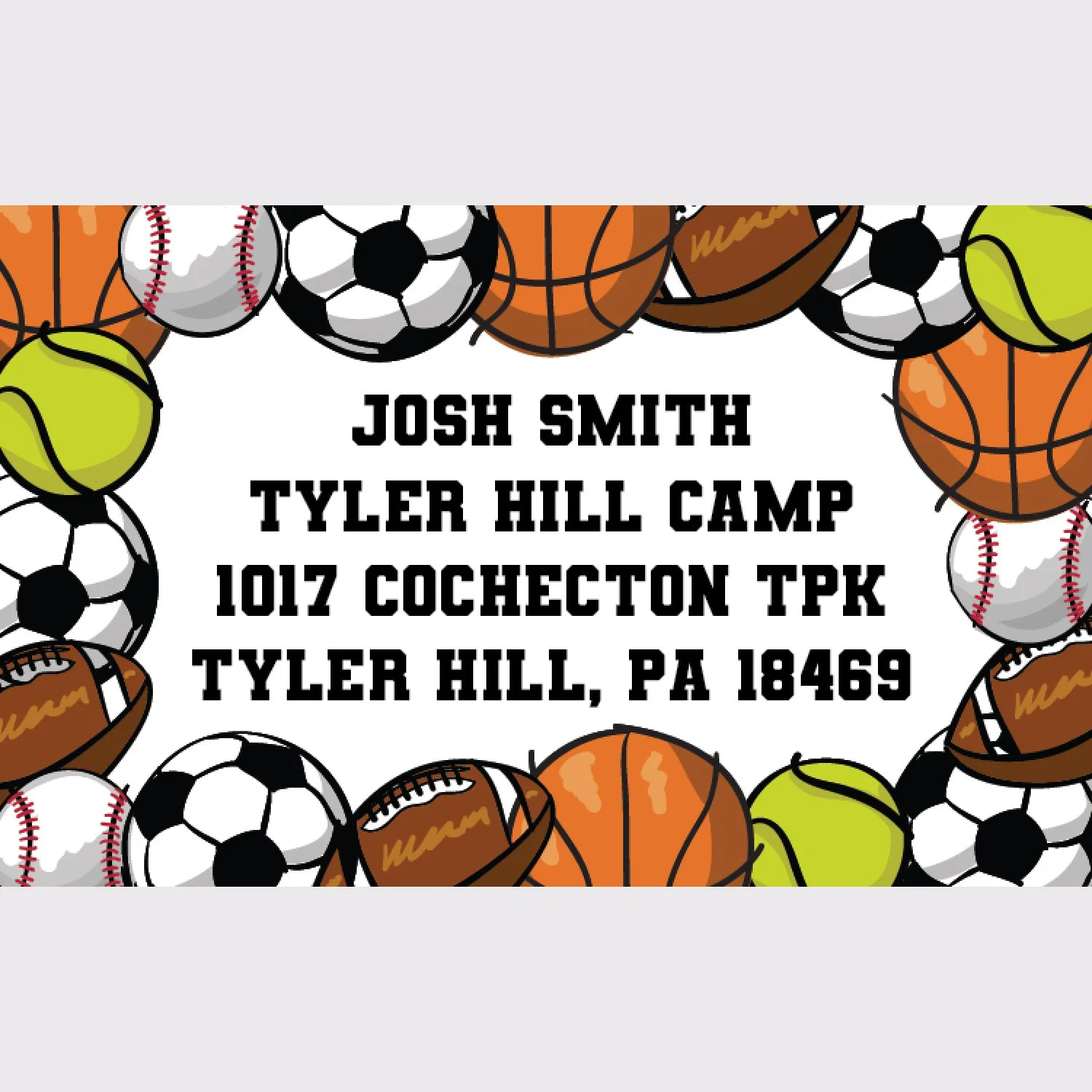 Sketched Sports Balls Address Labels