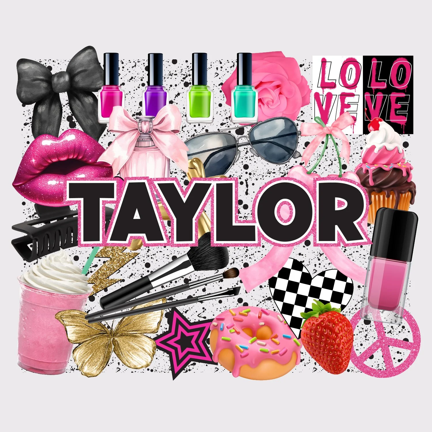 _CWS035_Girly Stuff Collage Wall Sticker on grey.jpg