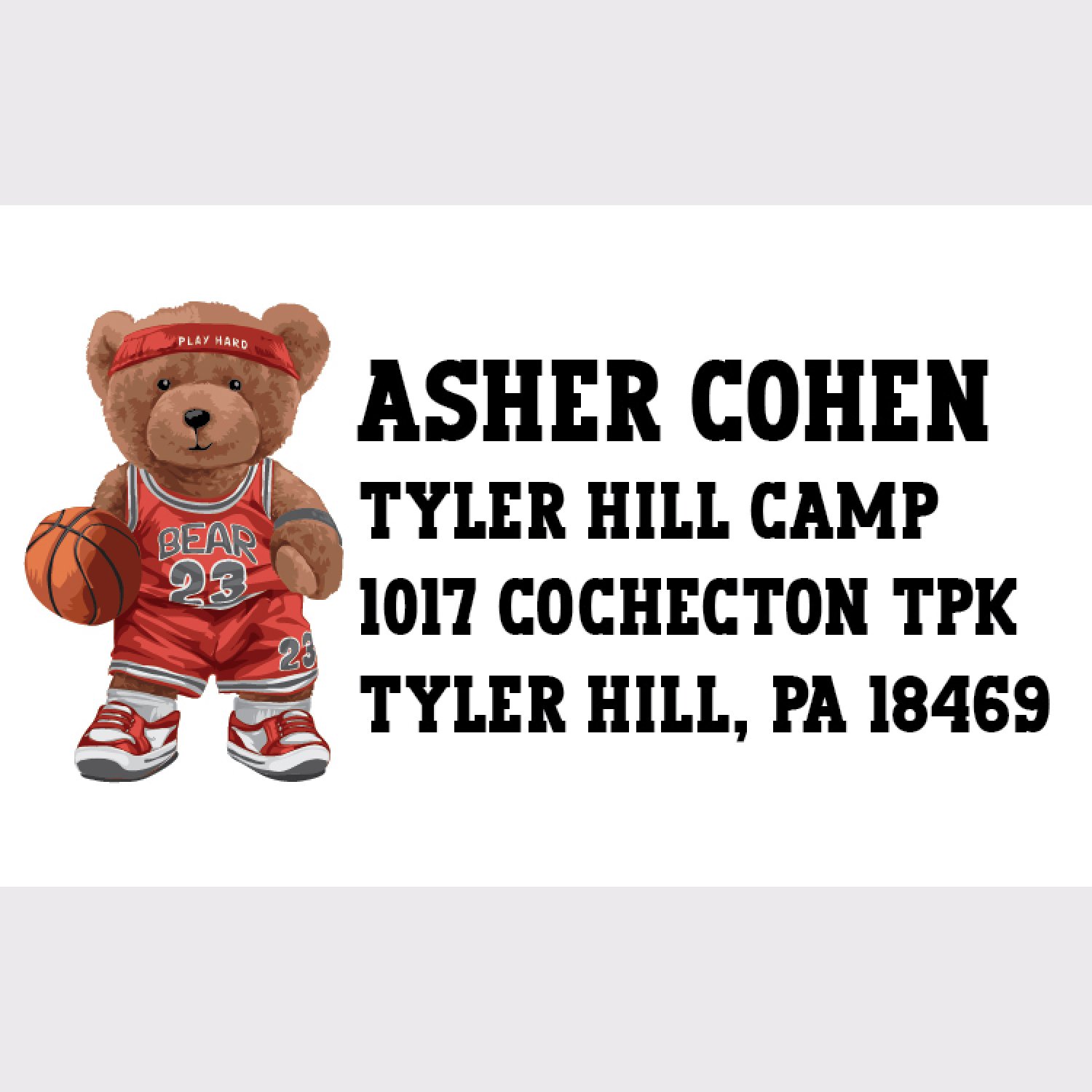 Basketball Bear Address Labels