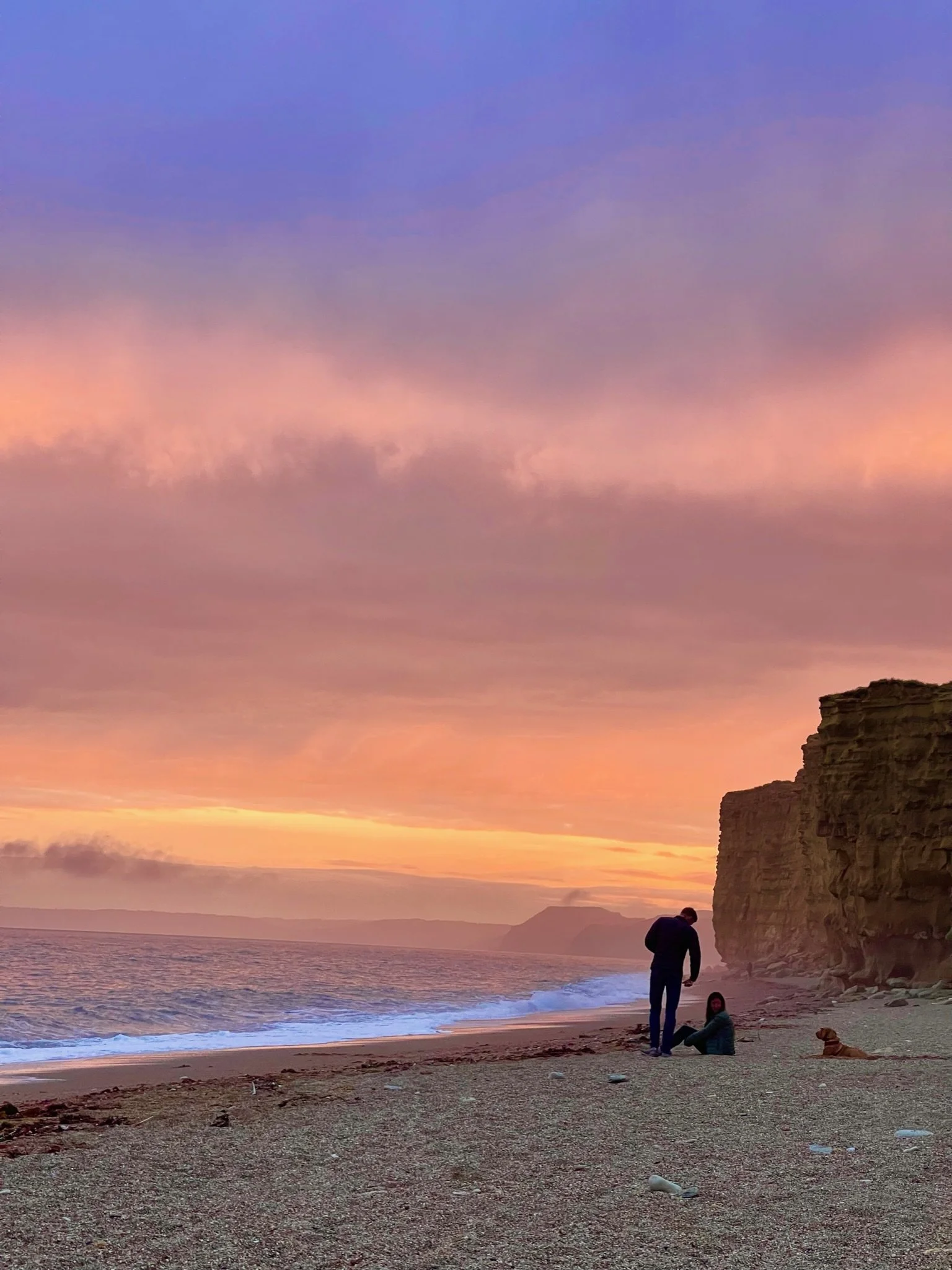 Bridge House sunset on the beach at the UNESCO World Heritage Jurassic Coast