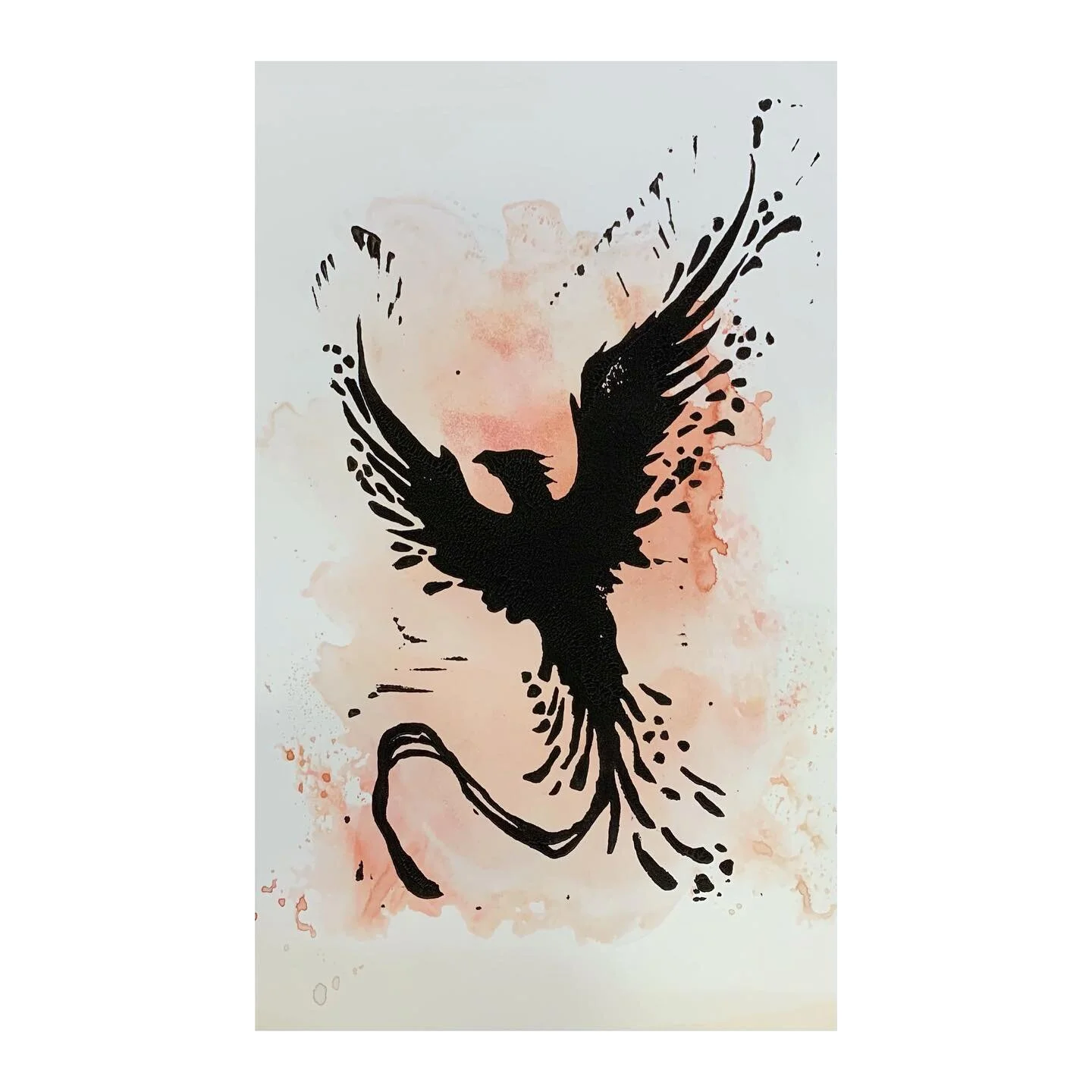 For printmaking I made a piece that represents healing through tattoos, and this Phoenix represents that rising from the ashes. Kinda deeper than I meant, but I love it. Someone please actually get this as a tat.