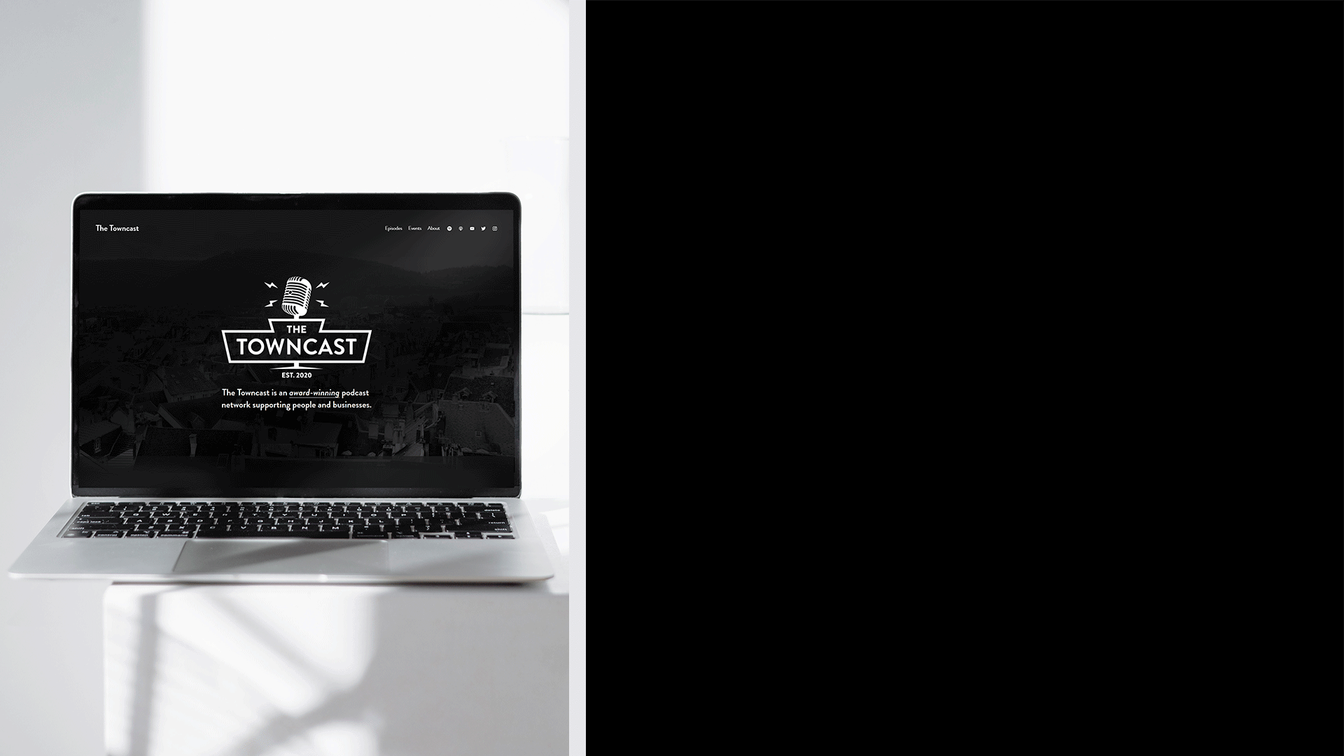 The Towncast website mockup and Good News logo animation.gif