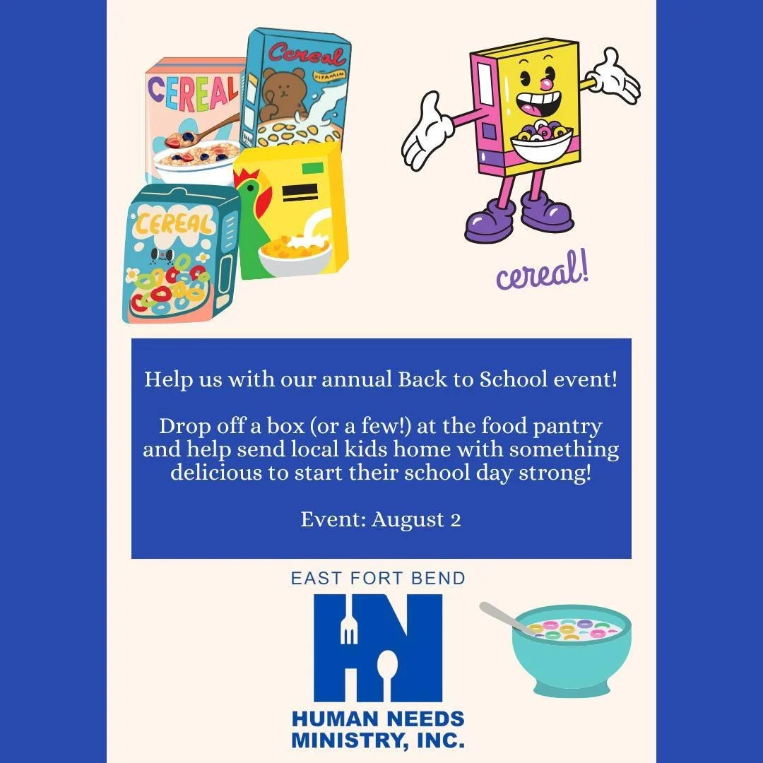 📢 Got Cereal?!..
Help us make sure kids start the school year with a full belly and a delicious breakfast. 

We're collecting boxes of cereal for our annual Back to School event (which occurs on August 2) and we need your help!

🧡 Drop off a box (o
