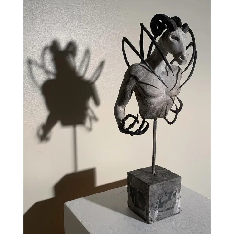 Caroline Jacobson, "Guardian(s) of the Forest", Steel and epoxy clay, 20 x 9 x 6 in.