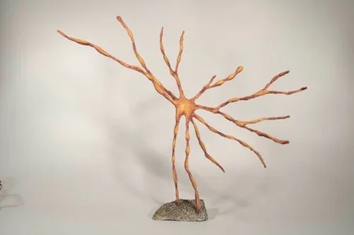 "In The Moment" by Micki LeMieux, 20" x 21" x 9", Stone, wire, paper, paint