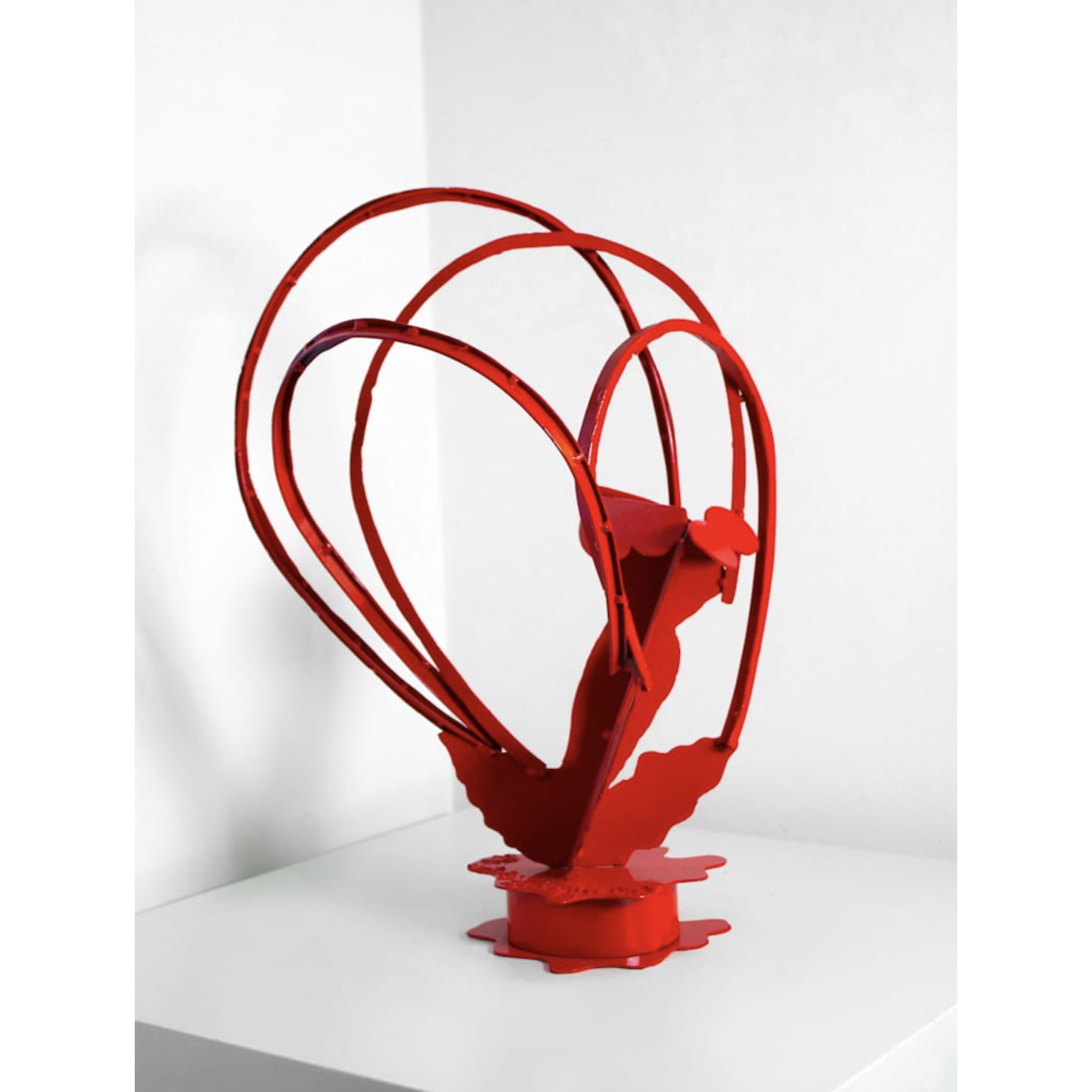 "Early Model for Starlight" by Ruth Aizuss Migdal, Fabricated stainless steel, painted red, 20 x 5 x 5 in.