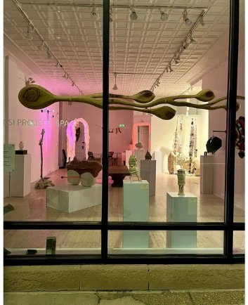 Allison Ford, "I Fundamentally Believe in the Interconnectedness of all Things" (night view), Cypress wood, 12' x 24" x 4"