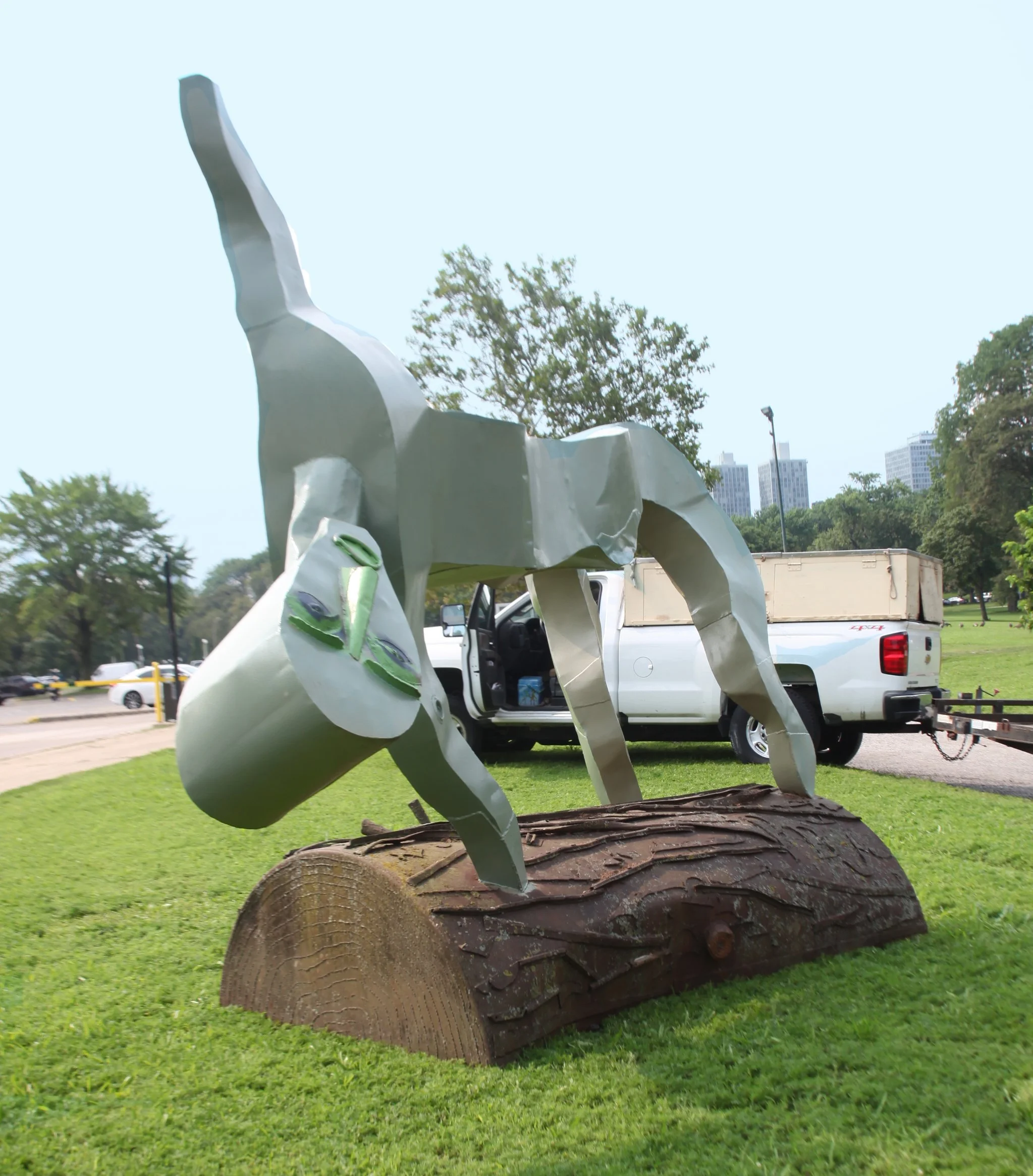Lincoln Park: "Morning Stretch" by Paul Brobowitz, Painted steel, 129 x 151 x 56 in.