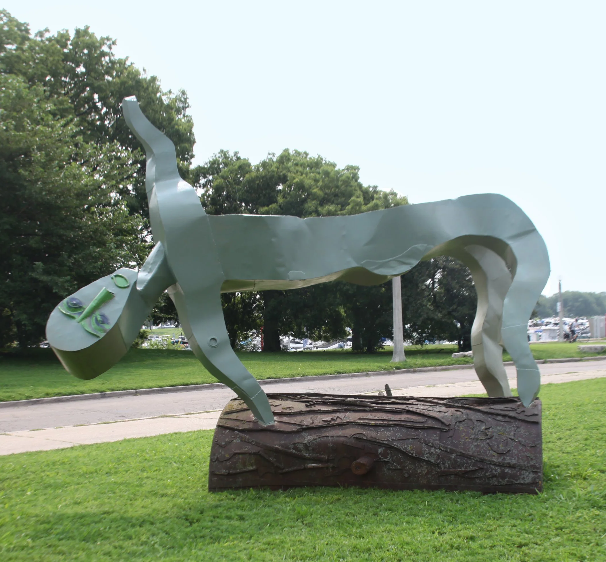 Lincoln Park: "Morning Stretch" by Paul Brobowitz, Painted steel, 129 x 151 x 56 in.