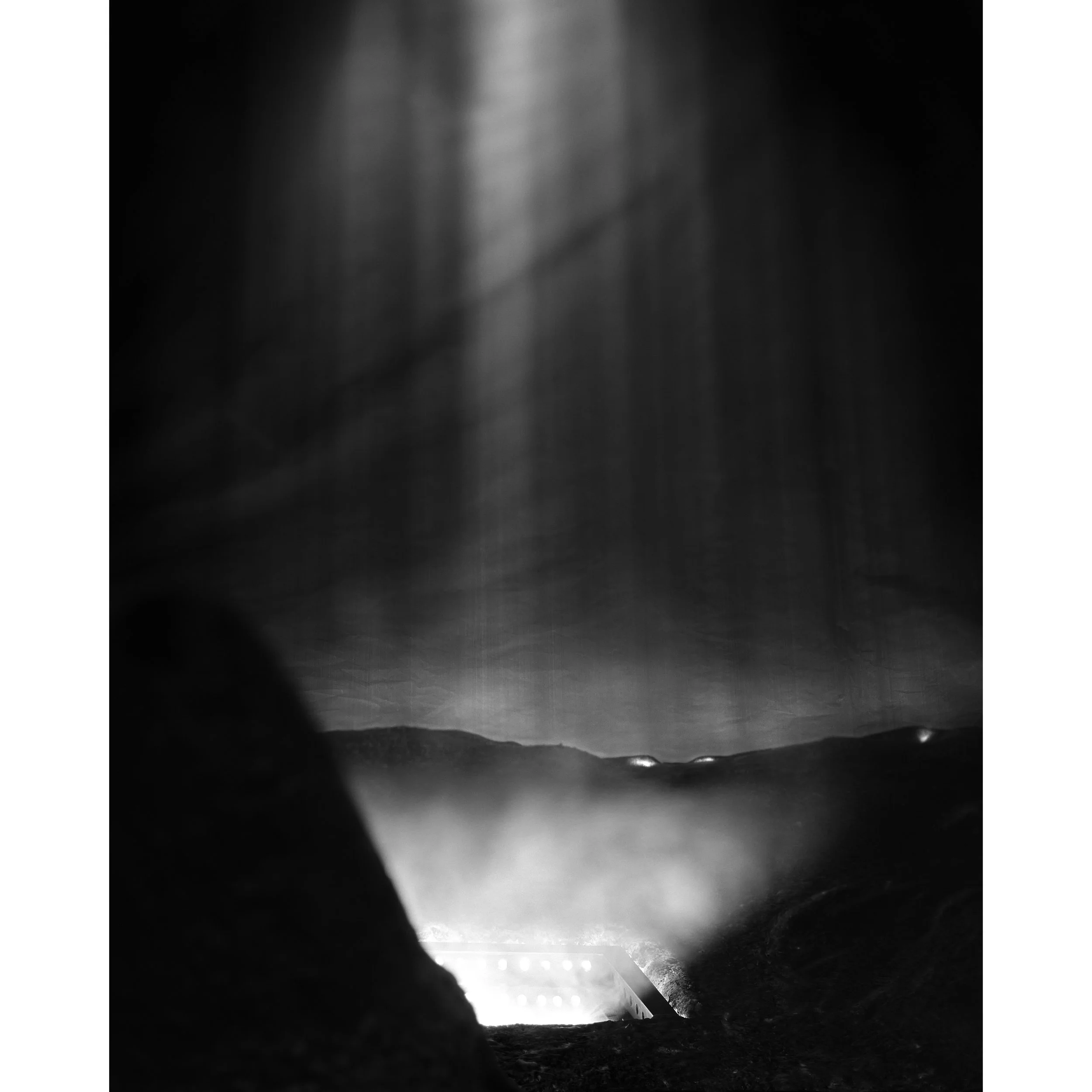 Gertah, "From Below the Valley, From Above the Peak", Photograph (Set created from foam, wood, plastic, acrylic paint, photographed used a Deardorff Studio 11" x 14" camera with a Carl Zeiss 75cm lens on 8" x 10" Ilford HP5+ film)
