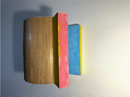 "Blue Curve" by Scott Mossman, 18” x 18” x 15”, Acrylic on wood