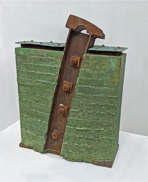 "Escarpment: Blue Mesa" by Mike Baur, 27" x 20" x 10", Steel, stained concrete and copper