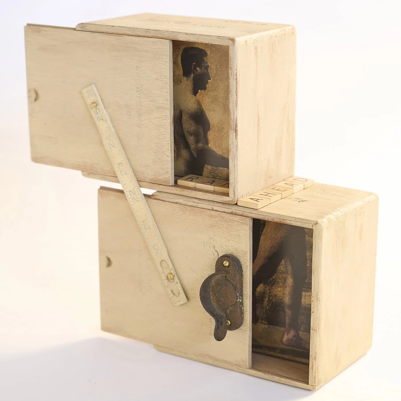 "Ran Ahead" by Wallace Bowling, Construction/assemblage, 11 x 9-1/2 x 5 in.
