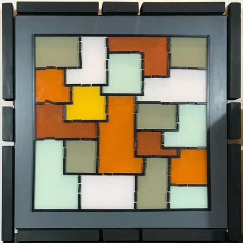 "quest" by Kunal Sen, 27" x 27" x 3", Wood, plexiglass, servo motors, custom electronics