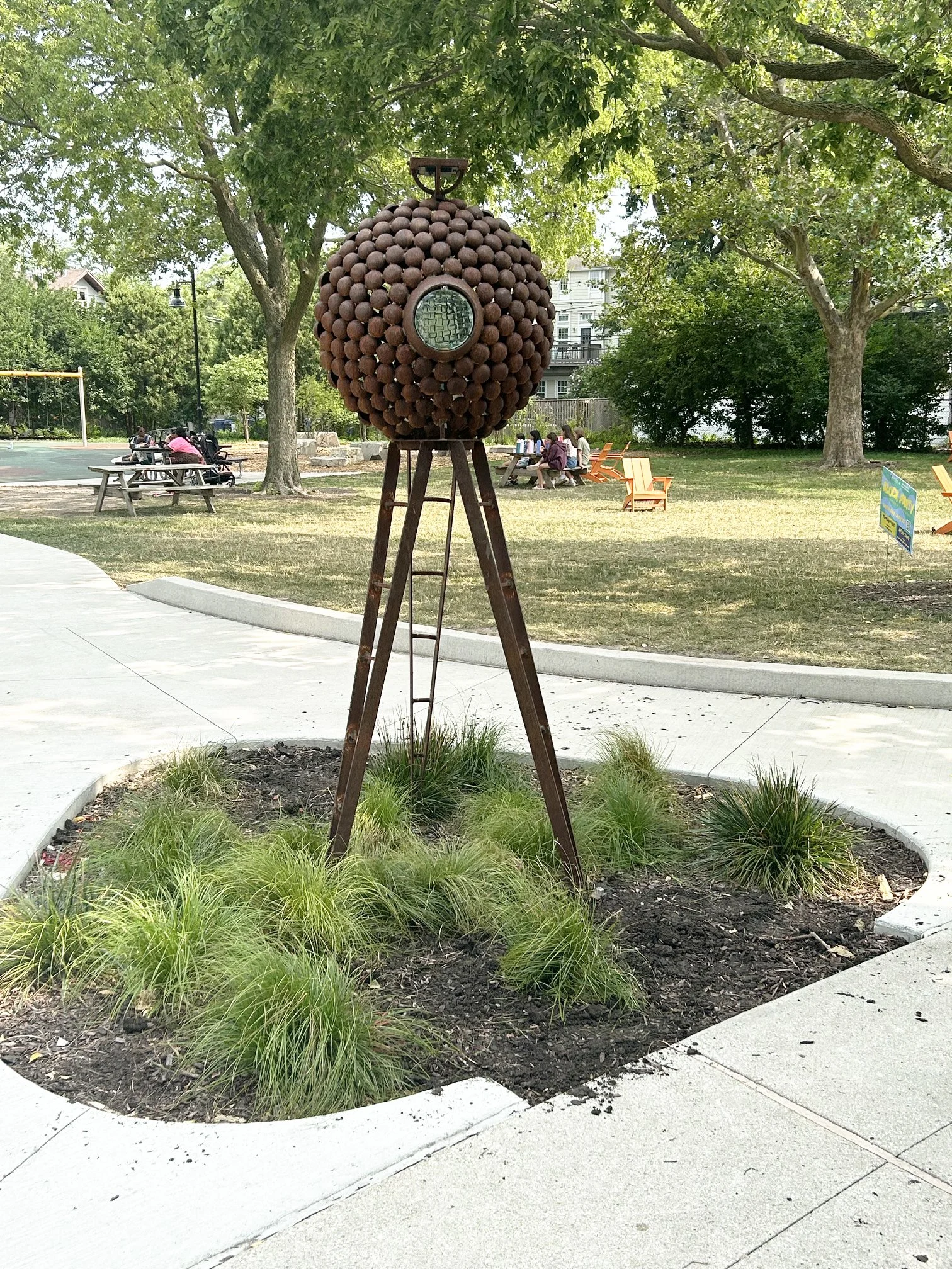 2026-2028 Exhibition Season:
Independence Park: "The Martians are Coming" by Howard Russon, Powder-coated steel, Cast glass and brazed steel, 87 x 30 x 27 in.