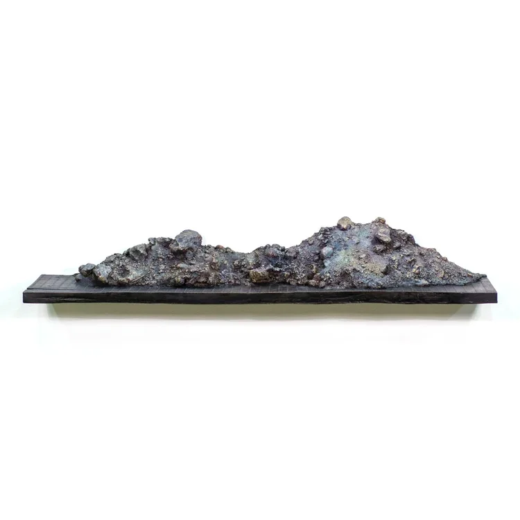 Philip Spangler, "Scorched Earth", Cast bronze with patina, 6 x 29 x 8 in.