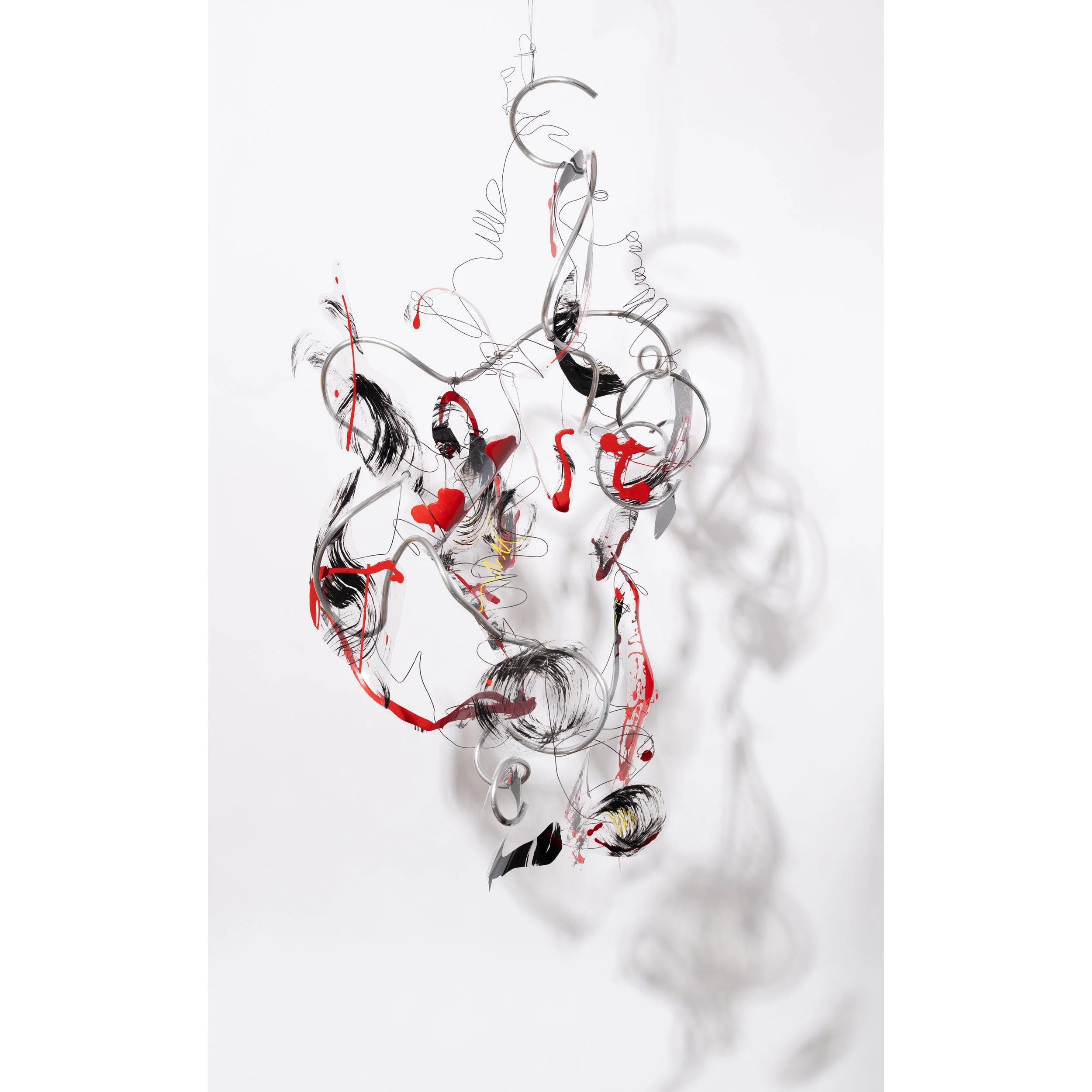 "Syncopated Dance" by Katherine Nemanich, Aluminum wire, steel wire, acetate film, acrylic, 42 x 30 x 32 in.