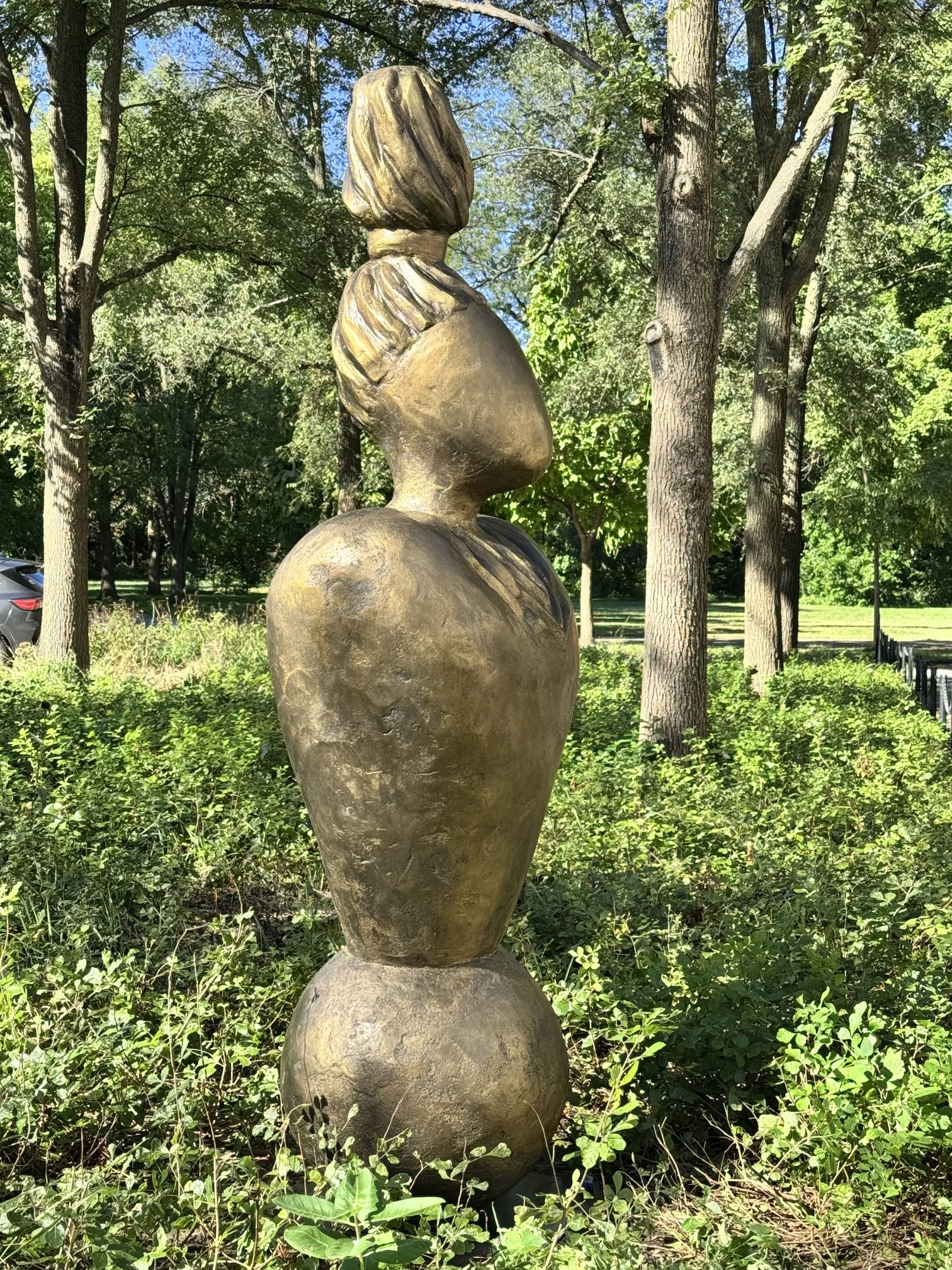 Hamilton Park: "MUM Du Gold" by Carrie Fischer, Concrete, steel, 7 x 3 x 3 ft.