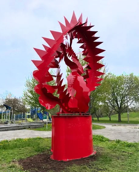 Calumet Park: "Star Light" by Ruth Aizuss Migdal, Painted stainless steel, 16 x 18 x 9 ft.