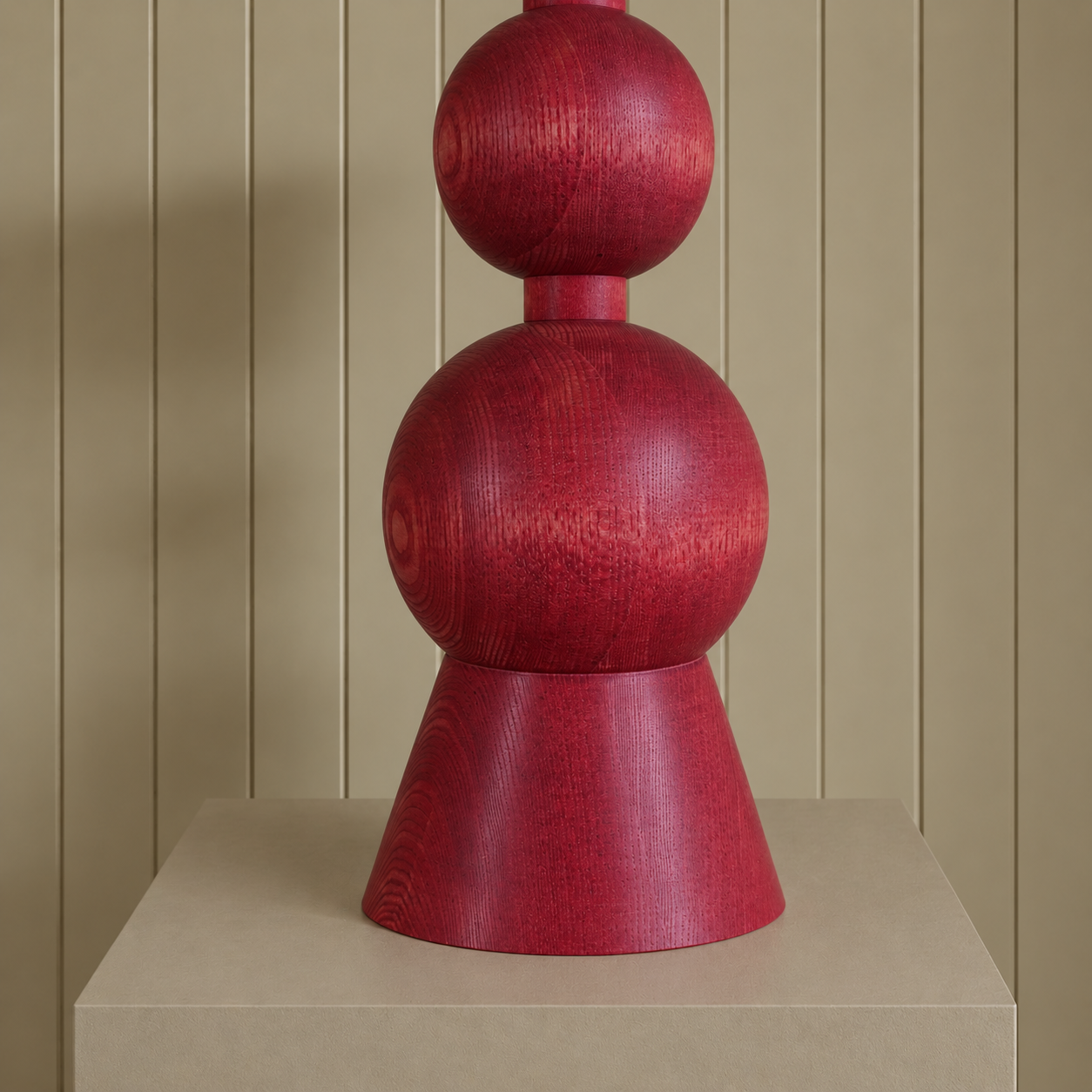 Red Wooden Lamp on Beige Plinth.png