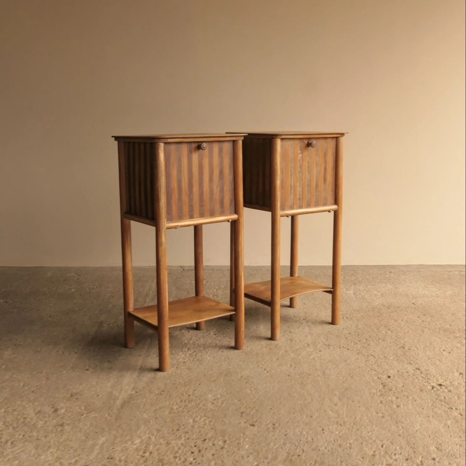 Striped Oak Bedside Tables