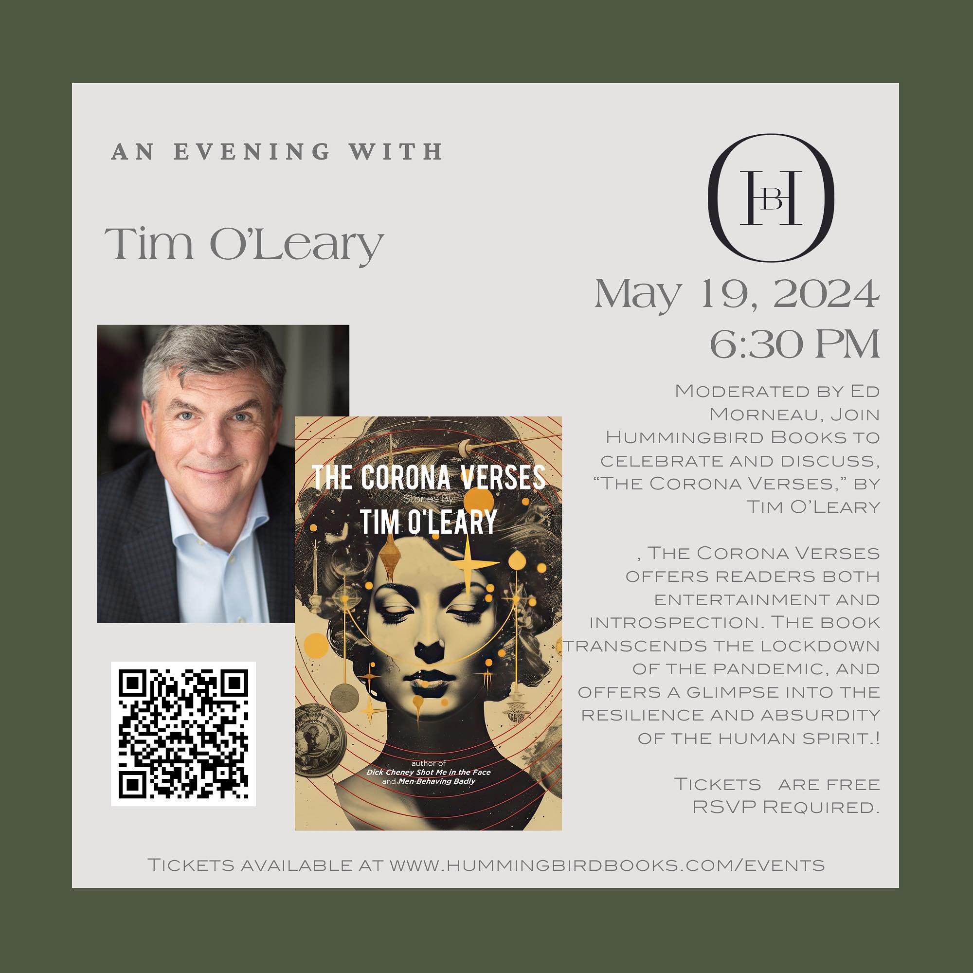 We&rsquo;re so excited to welcome Tim O&rsquo;Leary to the store to discuss his new book, &ldquo;The Corona Verses.&rdquo; Tickets are available on the events page of our website or through scanning the QR code on this post! 

#indiebookstore #chestn