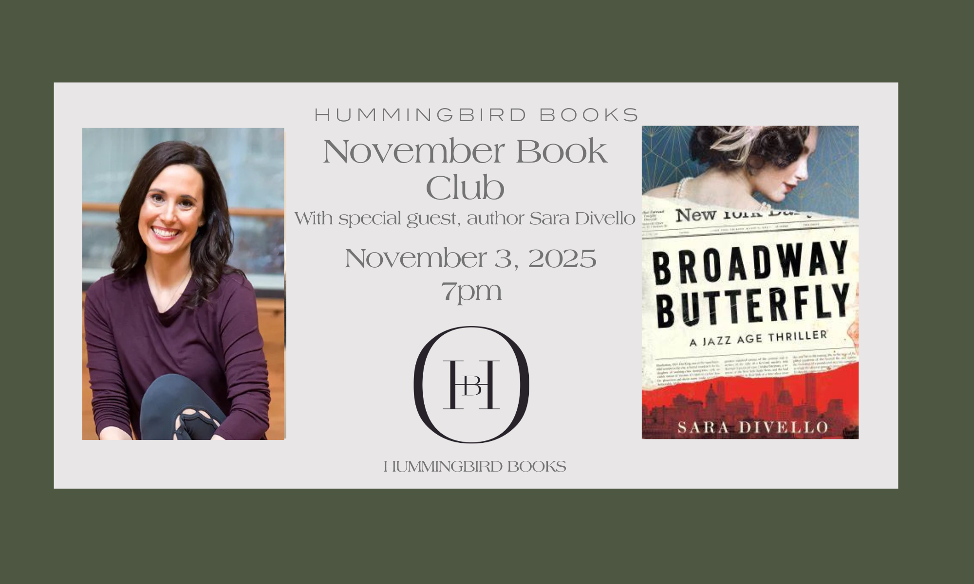 Hummingbird November Book Club: "Broadway Butterfly" by Sara Divello